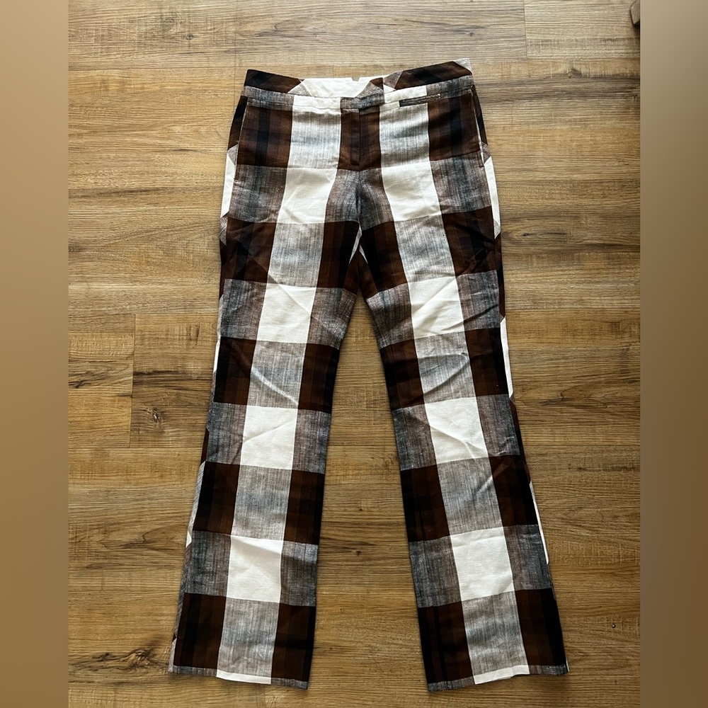 Tory Burch Size 4 brown/white checkered Pants